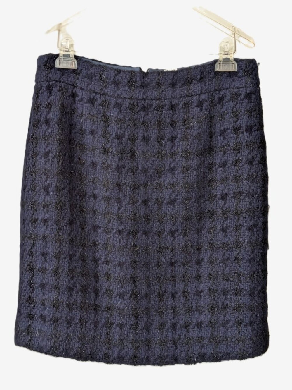J. Crew Navy Wool Blend Bouclé Tweed Pencil Skirt Size 10